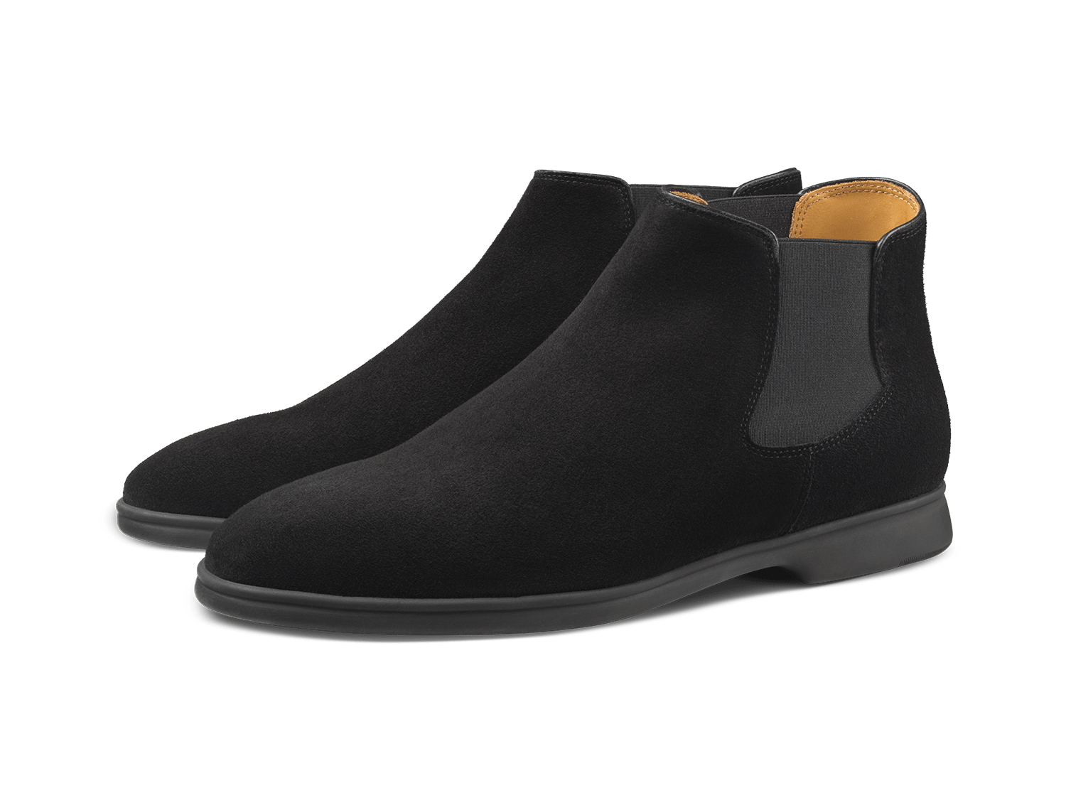 Rover Boots in Black Glove Suede Dark Sole